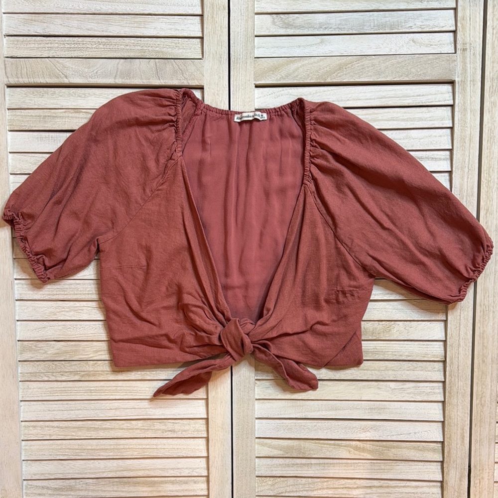 Rust Tie-Front Blouse